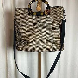 Marlo Elegant Black and Tan Tote with Adjustable Strap